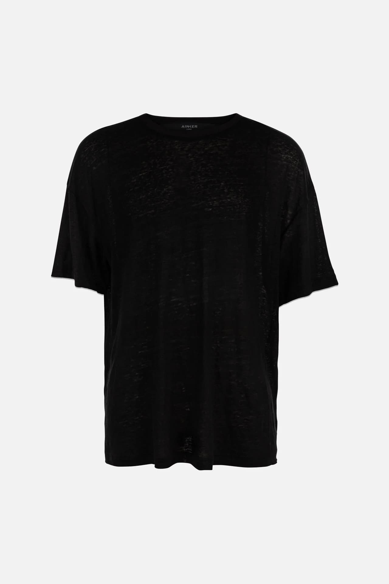 חולצת טי Oversize Linen בצבע שחור